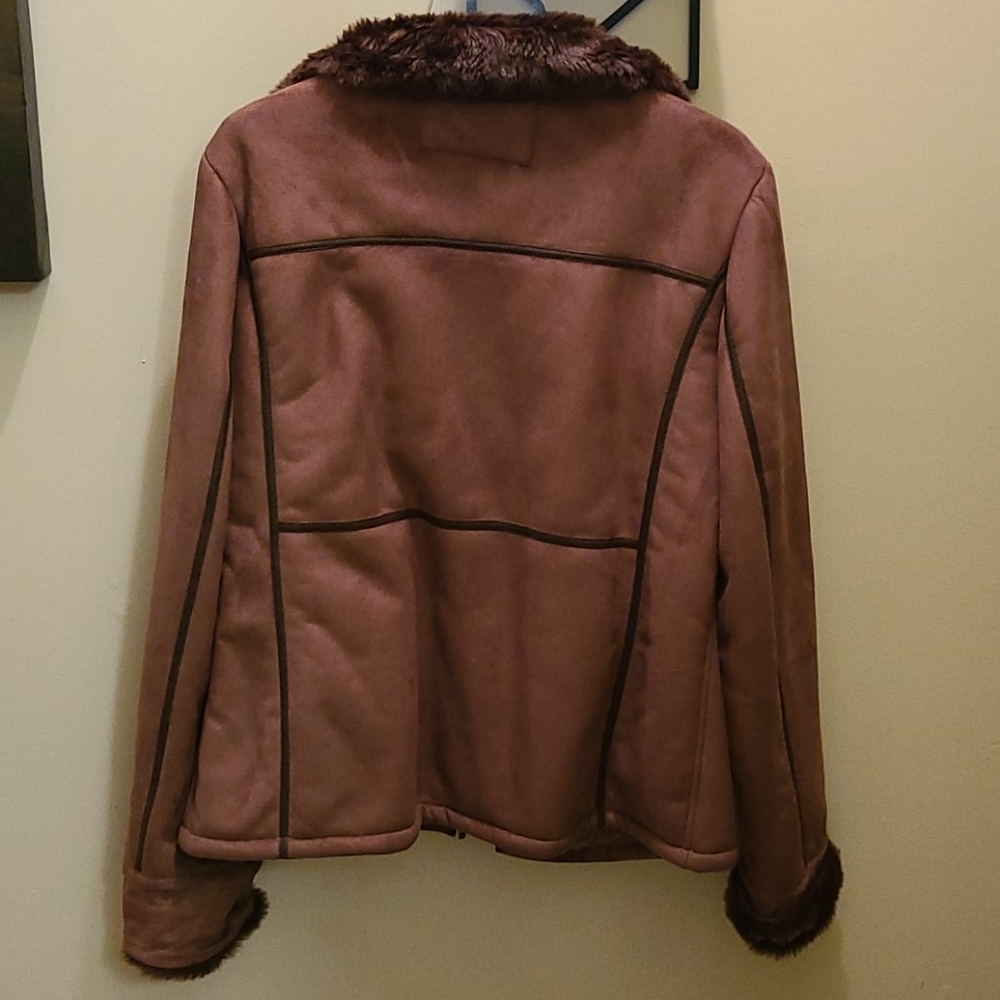 Faux Fur Leather Sheepskin Coat Jacket Two Tone Cato - Picture 8 of 10